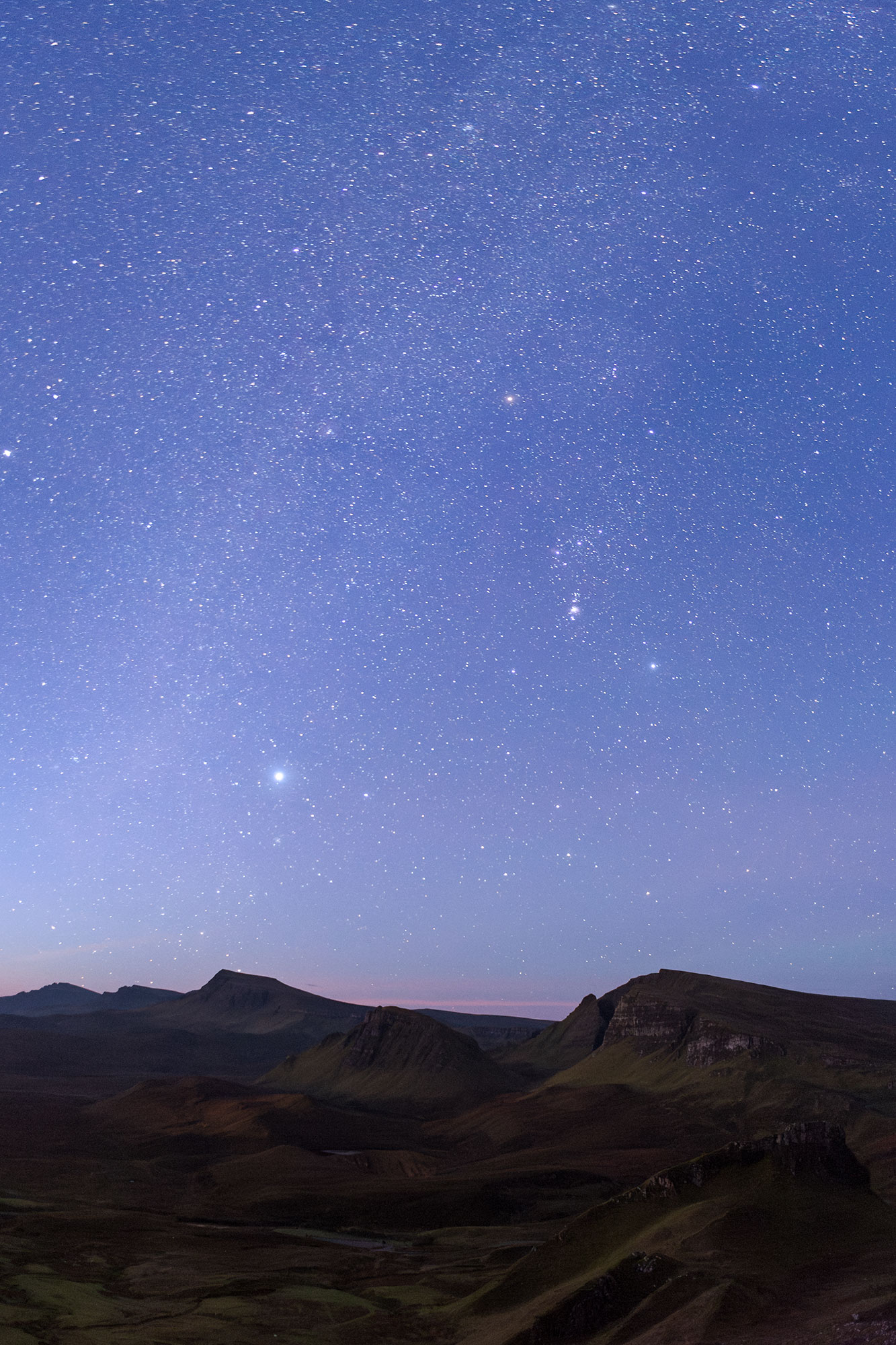 Paysage nocturne dans les hautes terres d'Ecosse