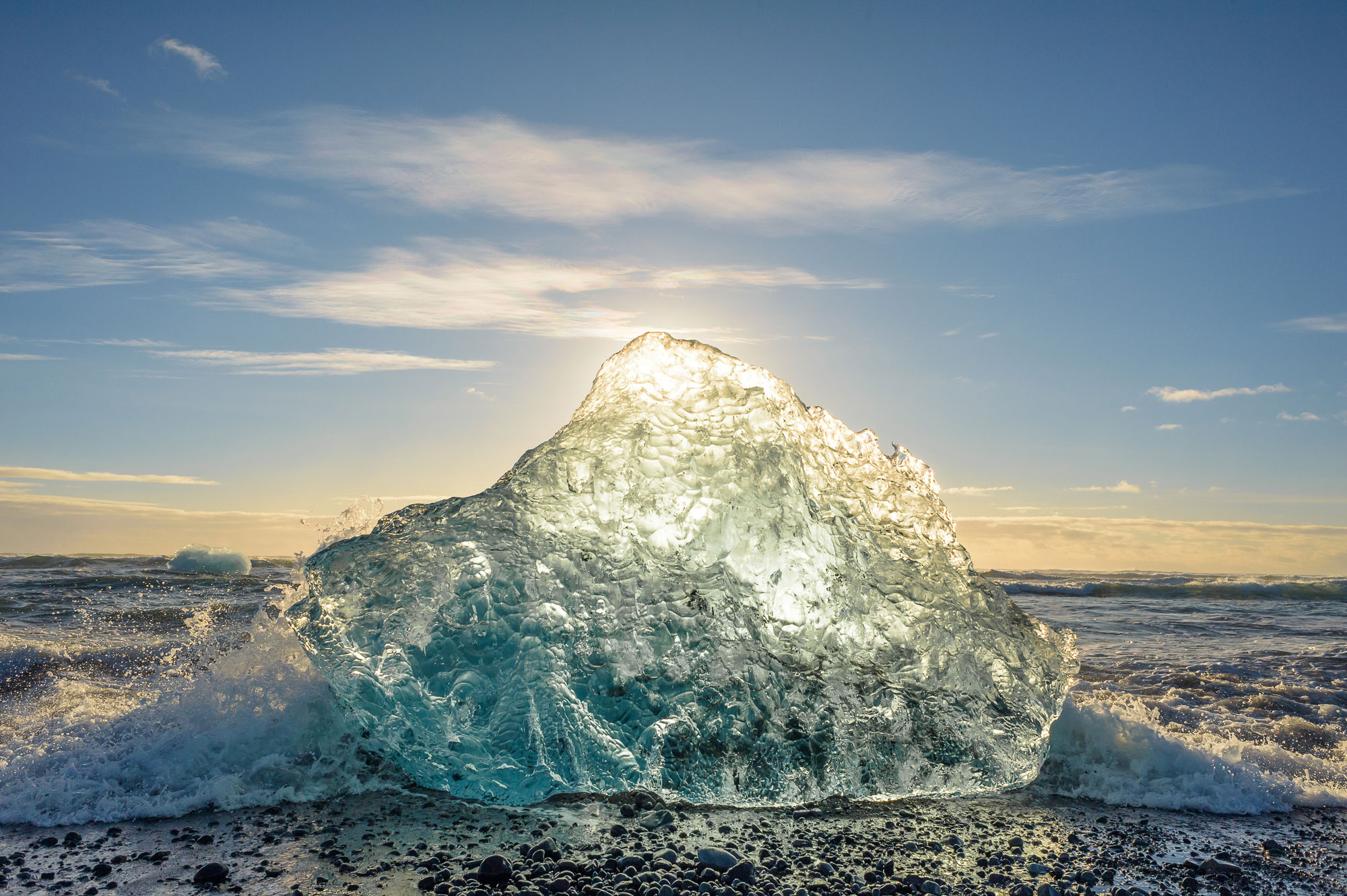 Iceland ring road tour: Iceberg at Diamond Beach in Iceland