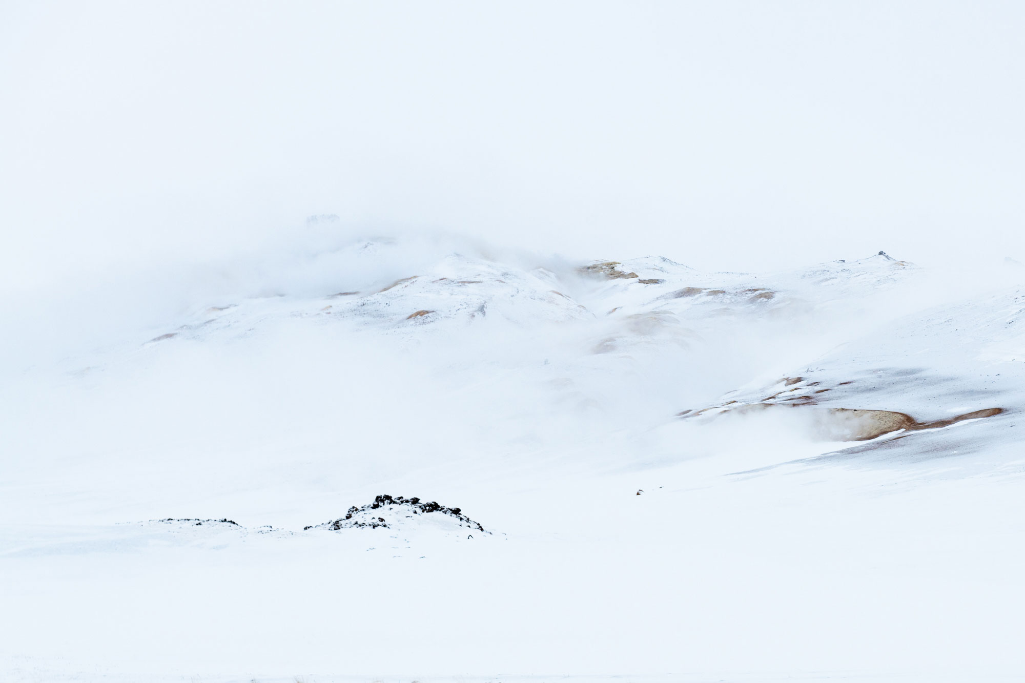 Iceland ring road : Namafjall covered in fresh snow
